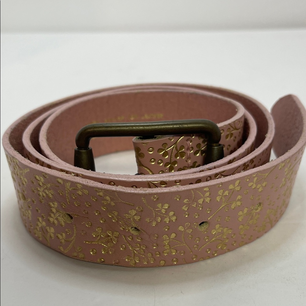 Elegant Pink Belt with Gold Floral Design